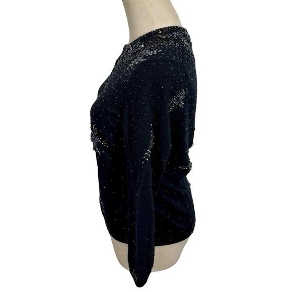 White + Warren 100% Cashmere Beaded Sequins Vintage-Inspired Cardigan Sweater - Picture 4 of 7